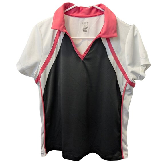 Izod Cool FX Performx Women's Golf Polo Shirt Large - Black White Pink - Picture 1 of 10